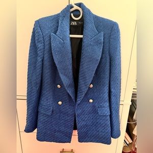 Zara bouclee blue blazer